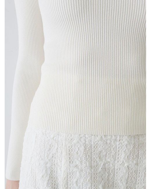 SNIDEL White Front Cross Knit Pullover
