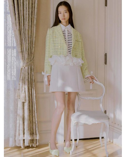 SNIDEL Blue Cropped Tweed Jacket