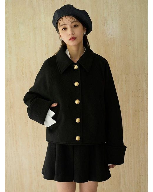 SNIDEL Black Stand Collar Metal Button Jacket