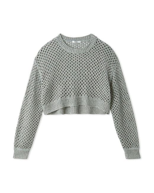SNIDEL Gray Lamé Mesh Crochet Knit Crop Top