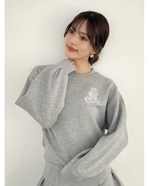 SNIDEL White Bonded Logo Sweatshirt Pullover