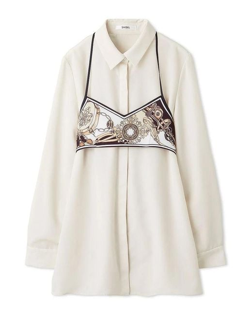 SNIDEL White Layered Button-Down Top With Printed Bralette