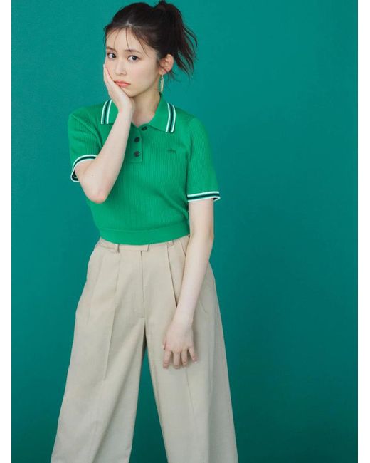 SNIDEL White Lacoste Polo Knit