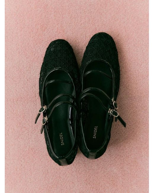 SNIDEL Black Strap Ballet Shoes