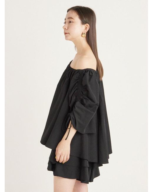 SNIDEL Red Off Shoulder Tunic Blouse