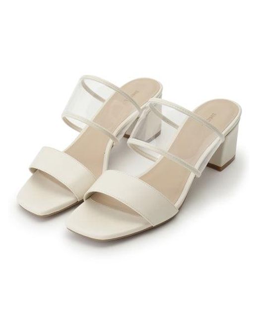 SNIDEL Black Clear Strap Chunky Heeled Mule Sandals