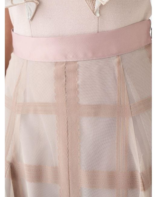 SNIDEL Gray Flocked Check Tulle Skirt