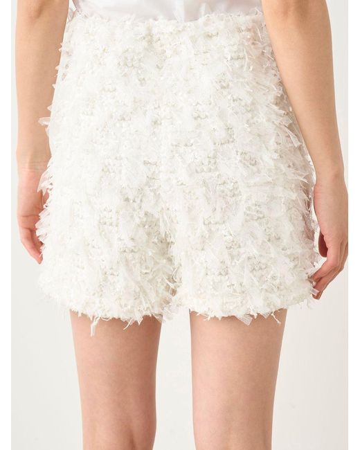 SNIDEL Black Textured Tulle Fringe High Waist Shorts
