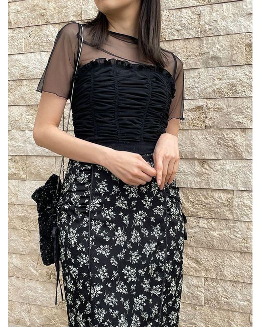 SNIDEL Black Ruched Bustier Tops