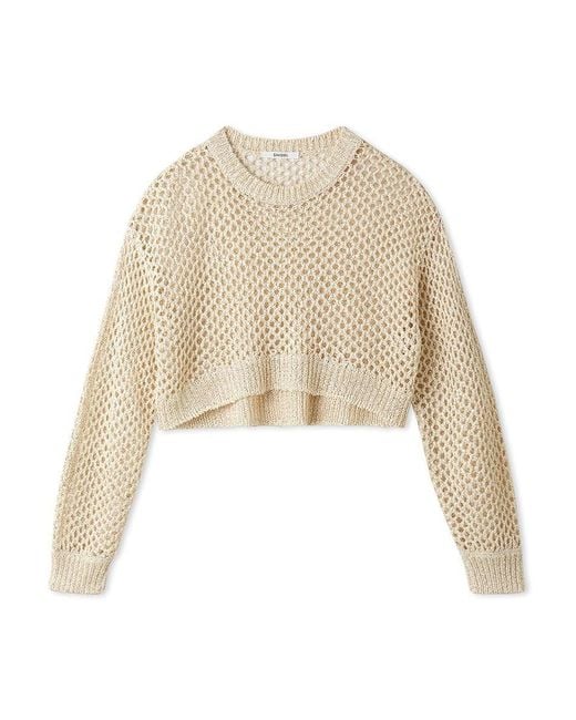 SNIDEL Gray Lamé Mesh Crochet Knit Crop Top