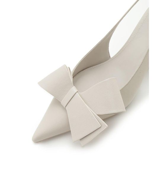 SNIDEL Natural Pointed Toe Bow Slingback Heels