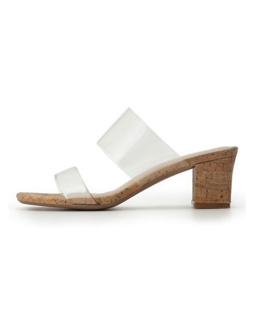 SNIDEL Black Clear Strap Chunky Heeled Mule Sandals