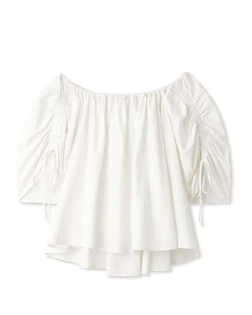 SNIDEL Red Off Shoulder Tunic Blouse