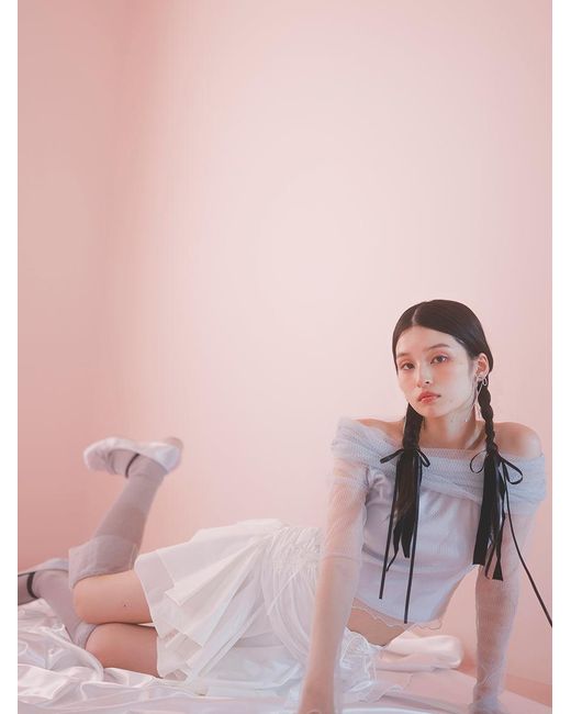SNIDEL Black Volume Frill Sheer Socks