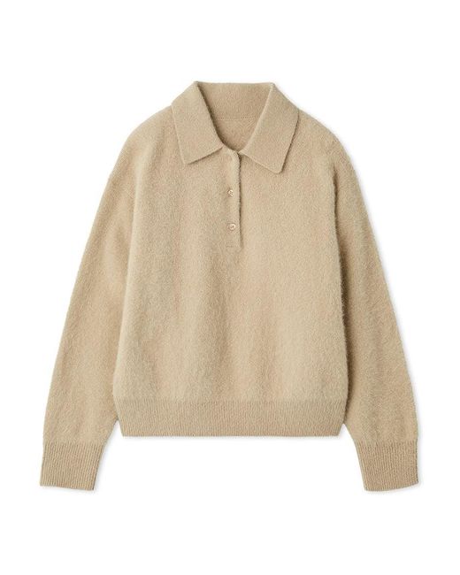 SNIDEL [High Quality Collection] Fox Cashmere Knit Polo in Gray | Lyst