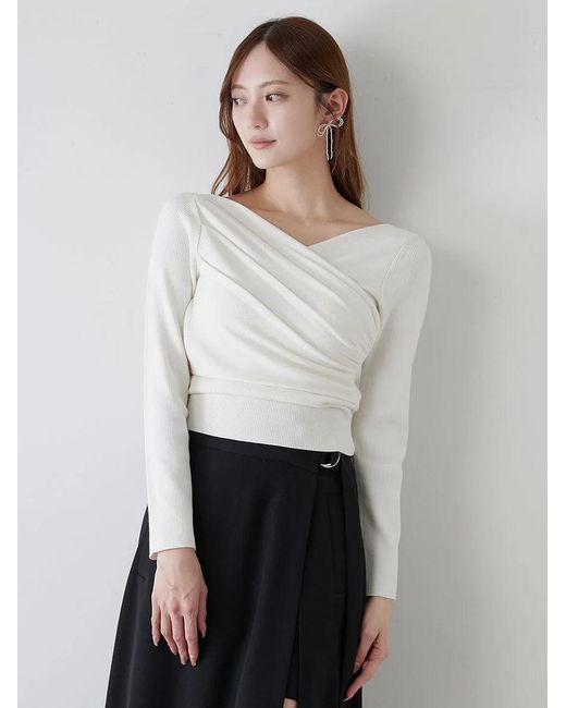SNIDEL Black Cache-Coeur Knit Pullover Knitted Top