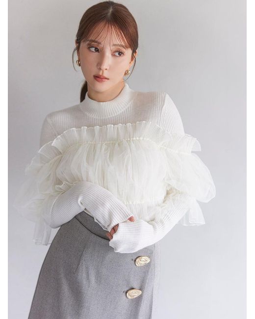 SNIDEL White Wrap-Pleat Skirt