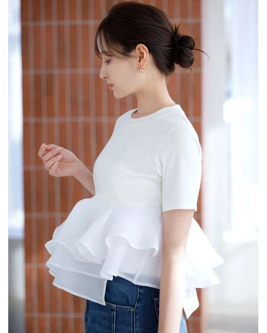 SNIDEL White Peplum Hem Tee