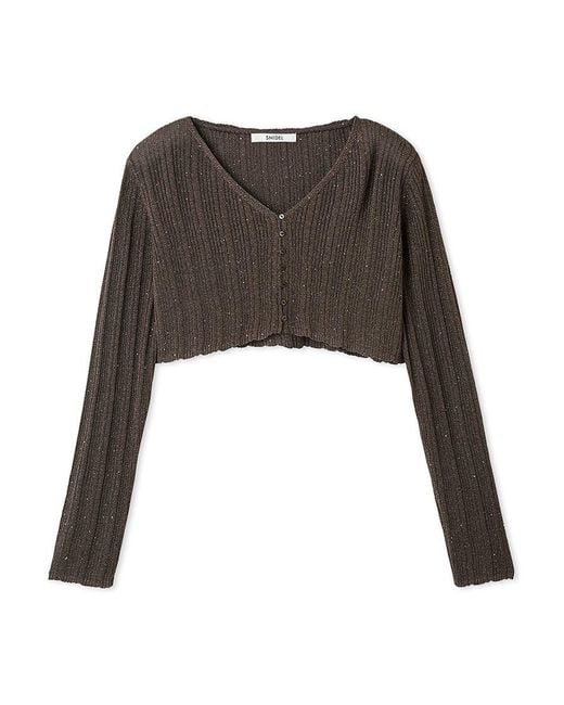 SNIDEL Black Ribbed Sheer Cardigan