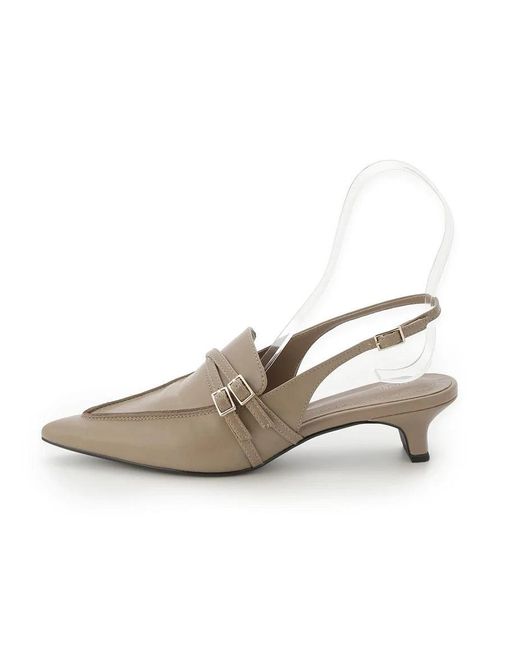 SNIDEL White Low Heel Pointed Toe Slingback Pumps