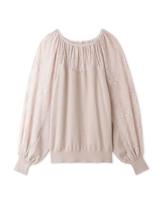 SNIDEL Black Lace Docking Knit Top
