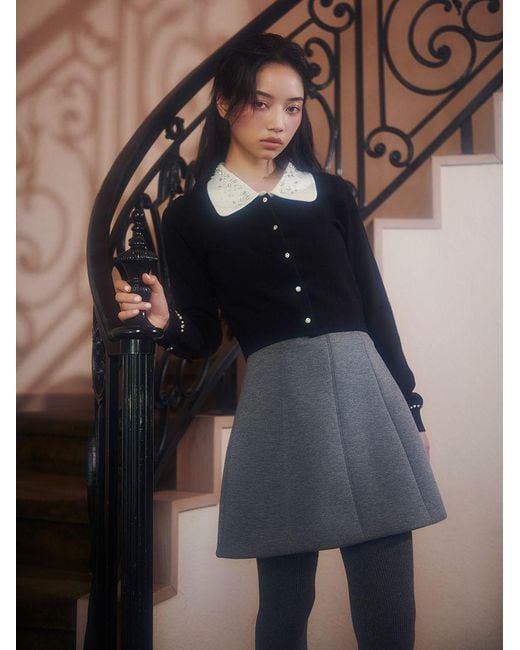 SNIDEL Gray Variety Structure Mini Skirt