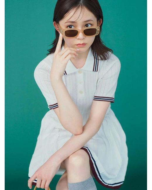 SNIDEL White Lacoste Polo Knit