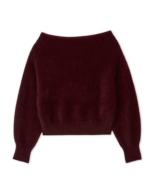 SNIDEL Red Fox Alpaca Off-Shoulder Pullover