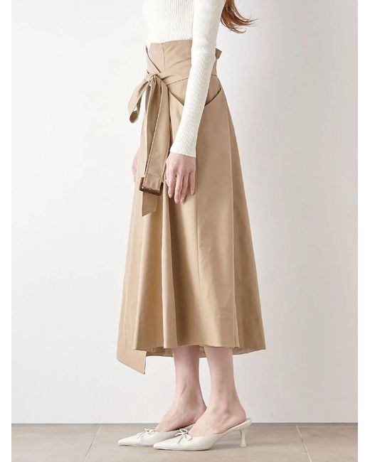 SNIDEL Gray Asymmetrical High-Waisted Button-Up Midi Skirt