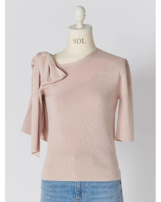 SNIDEL Natural Ribbon Shoulder Knit Pullover