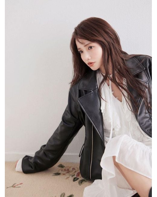 SNIDEL Black Trendy Pu Leather Jacket