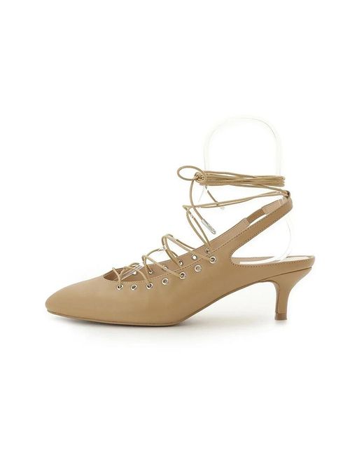 SNIDEL Natural Lace-Up Mules