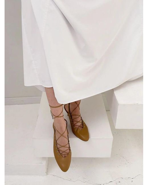 SNIDEL Natural Lace-Up Mules