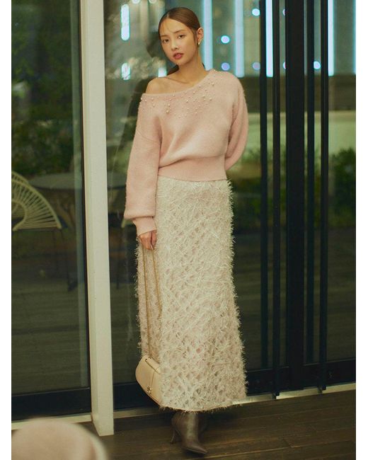 SNIDEL Natural Lace Jacquard Skirt