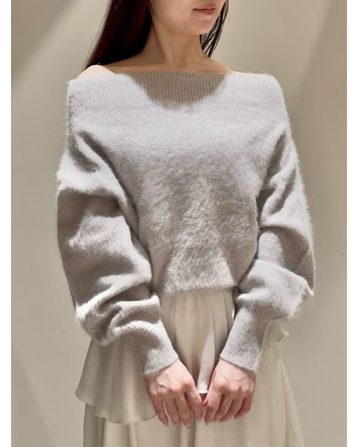SNIDEL Red Fox Alpaca Off-Shoulder Pullover