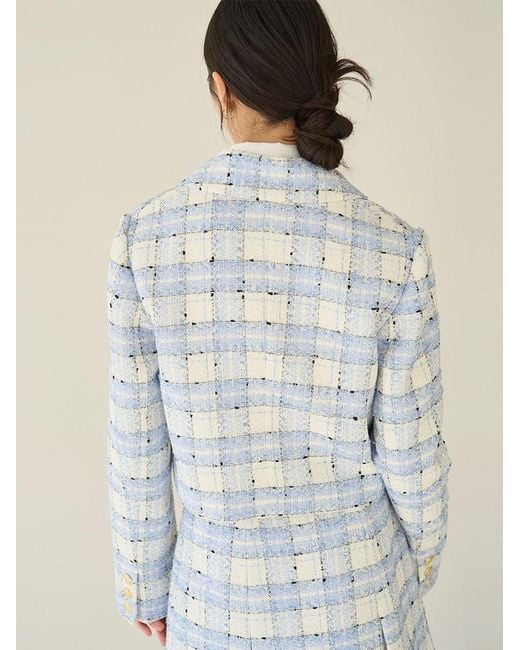 SNIDEL Blue Cropped Tweed Jacket