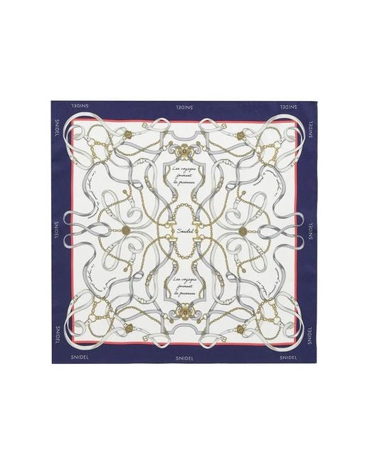 SNIDEL Blue Square Frame Design Scarf