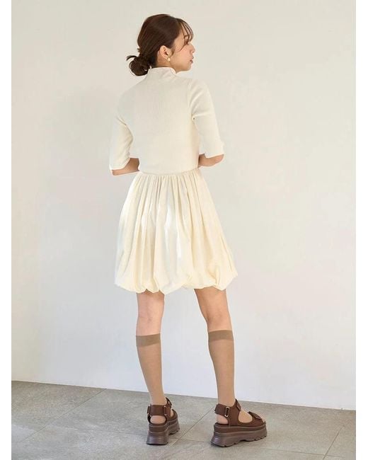 SNIDEL White Balloon Docking Mini Knit Dress