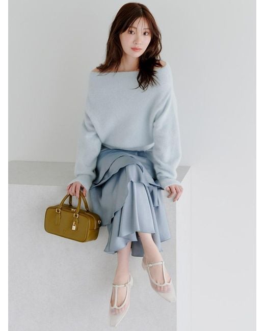 SNIDEL Red Fox Alpaca Off-Shoulder Pullover