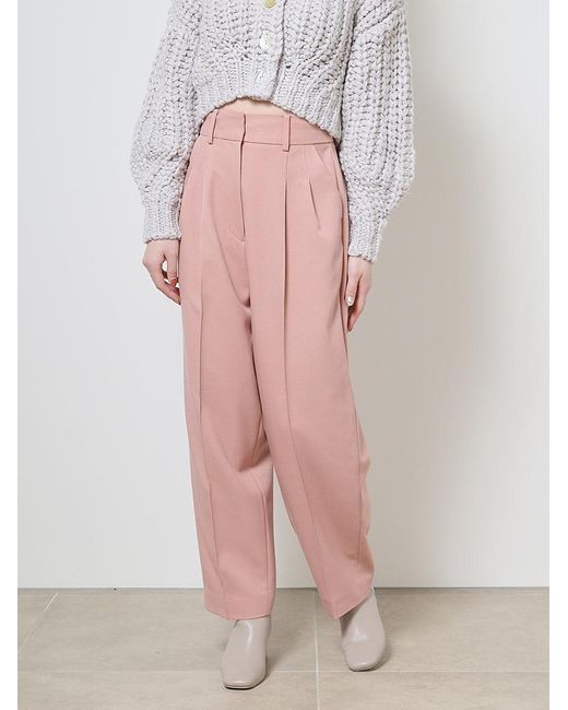 SNIDEL Pink Tapered High Waist Tuck Pants