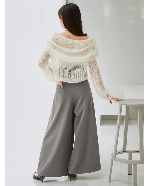 SNIDEL Black Mohair Sheer Off-Shoulder Pullover
