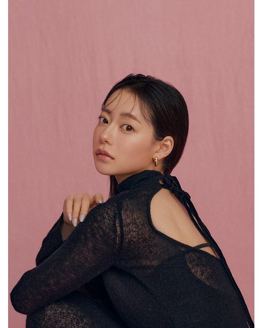 SNIDEL Black Back-Open Mohair Knit Pullover