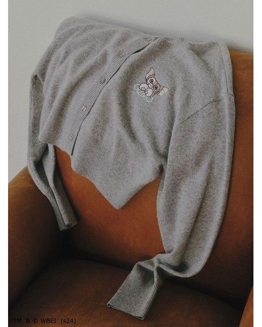 SNIDEL Pink Gremlins Special Order Embroidery Cropped Cardigan