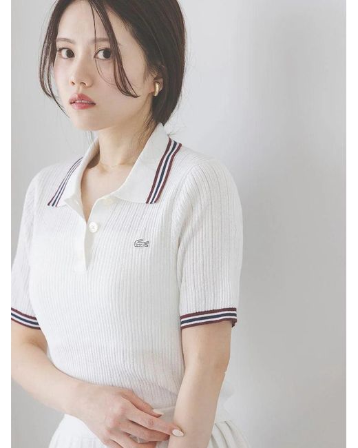 SNIDEL White Lacoste Polo Knit