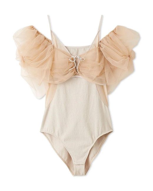 SNIDEL Gray Chacott Statement Sleeve Bodysuit