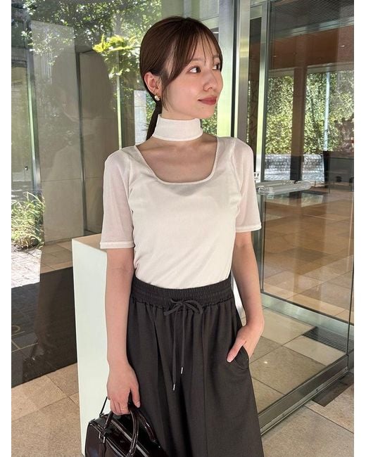 SNIDEL White Flocky Tulle Cut Pullover