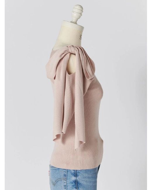 SNIDEL Natural Ribbon Shoulder Knit Pullover