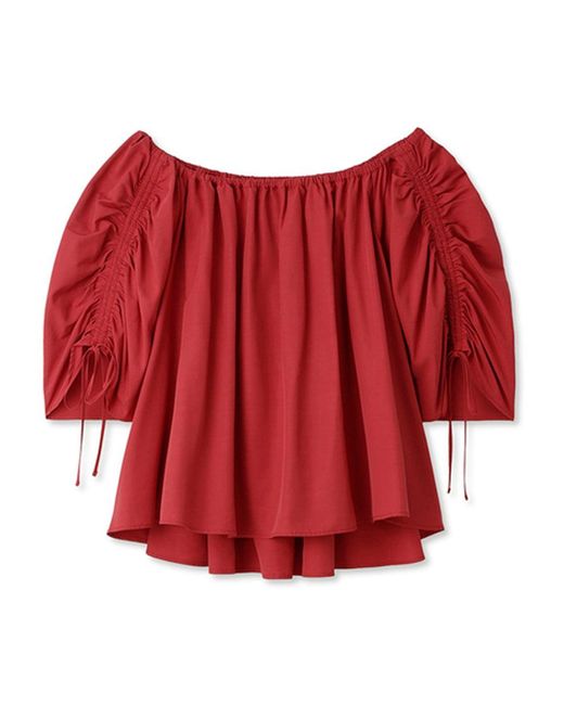 SNIDEL Red Off Shoulder Tunic Blouse