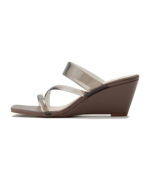 SNIDEL Multicolor Clear Vinyl Multi Strap Wedge Mule