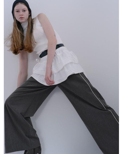 SNIDEL White Drawstring Frill Lace Belt